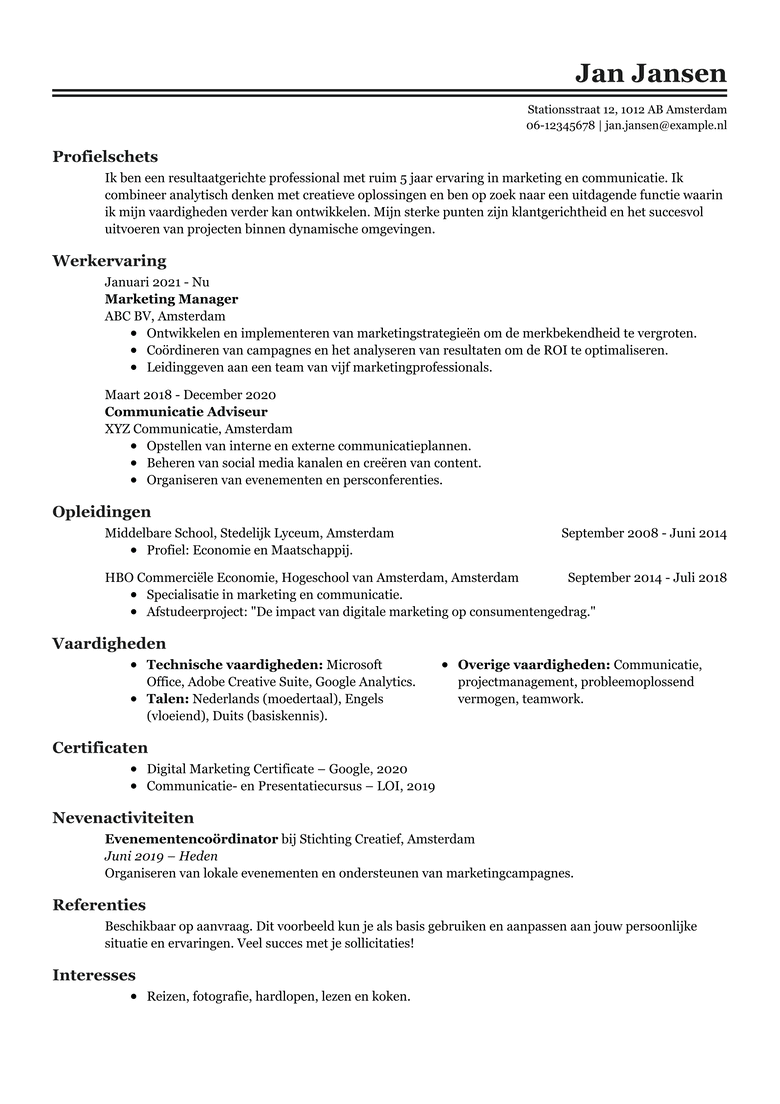 Professional CV template