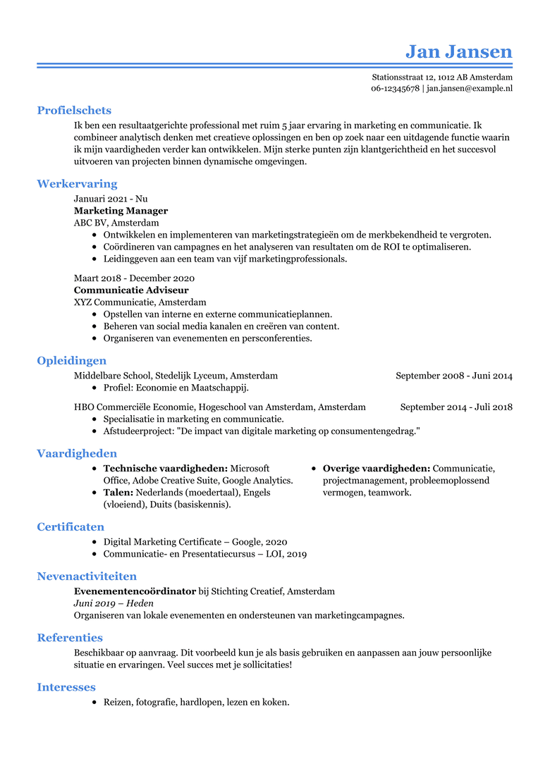 Professional CV template