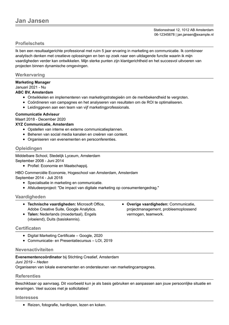 Basic CV template