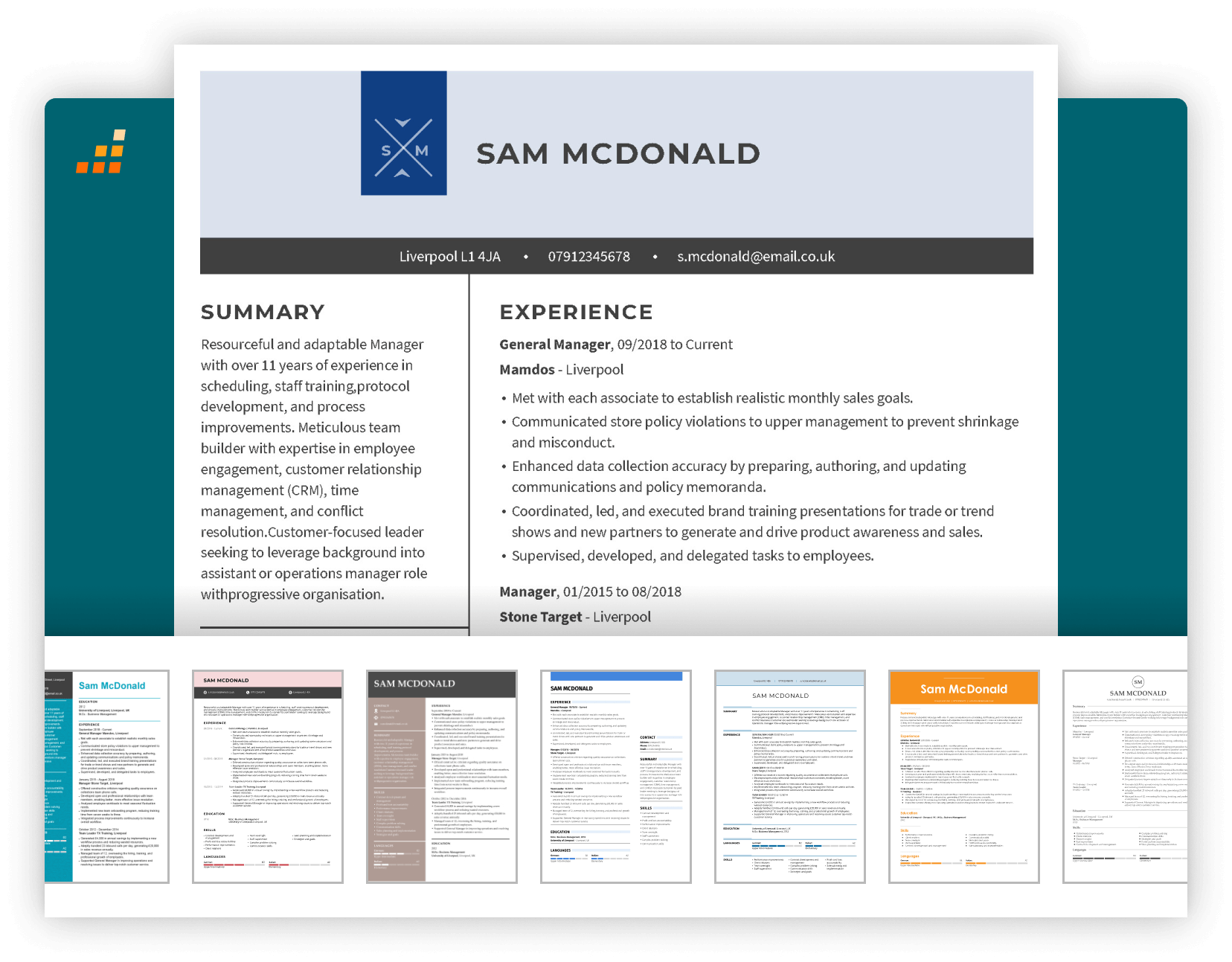 CV template from LiveCareer UK builder