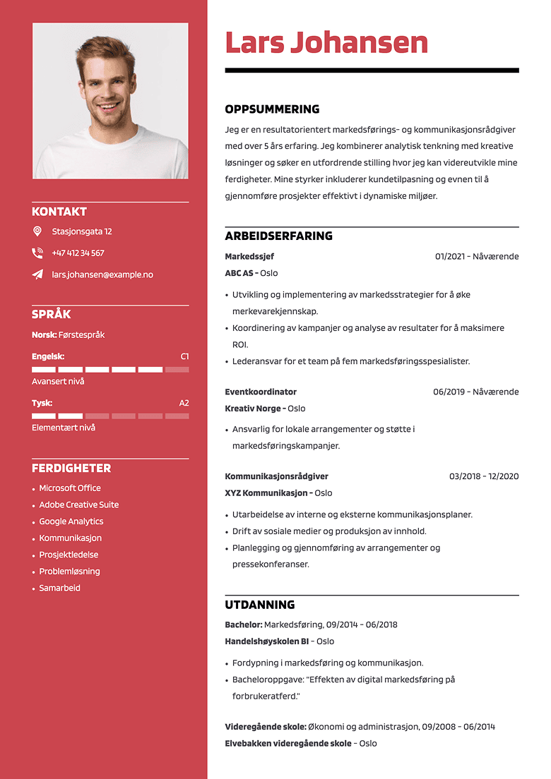 CV-mal fra LiveCareer-byggeren