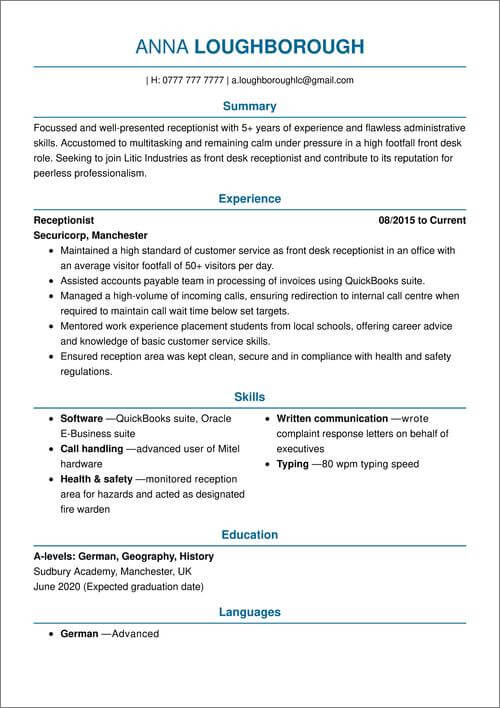 grunnleggende CV-mal