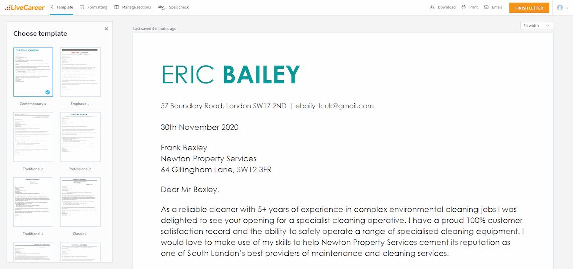 eksempel på følgebrev for renholder