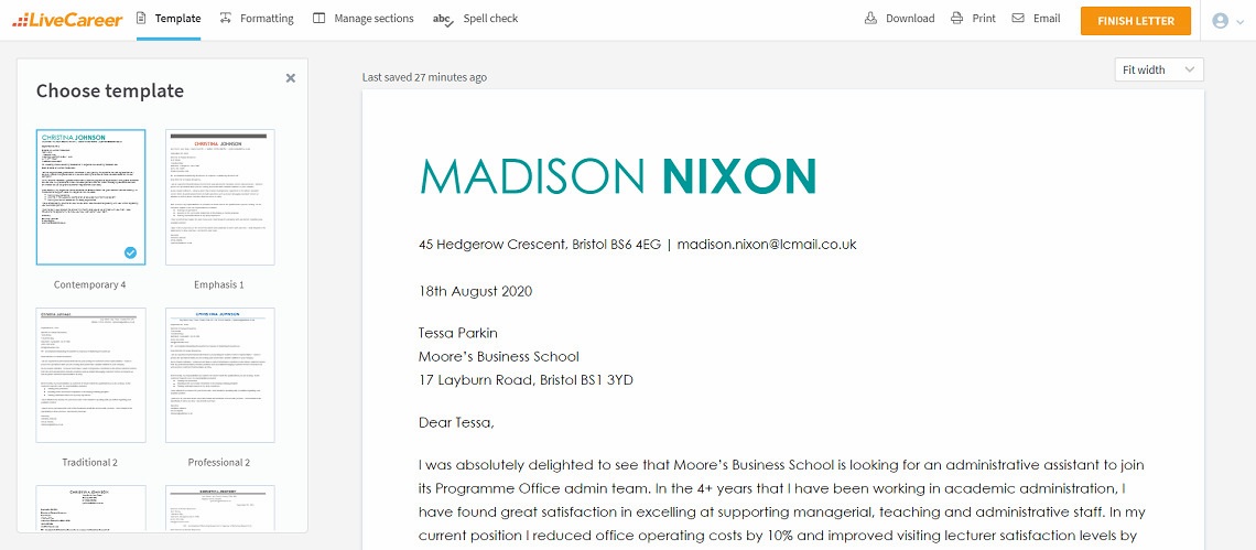 eksempel på struktur for følgebrev