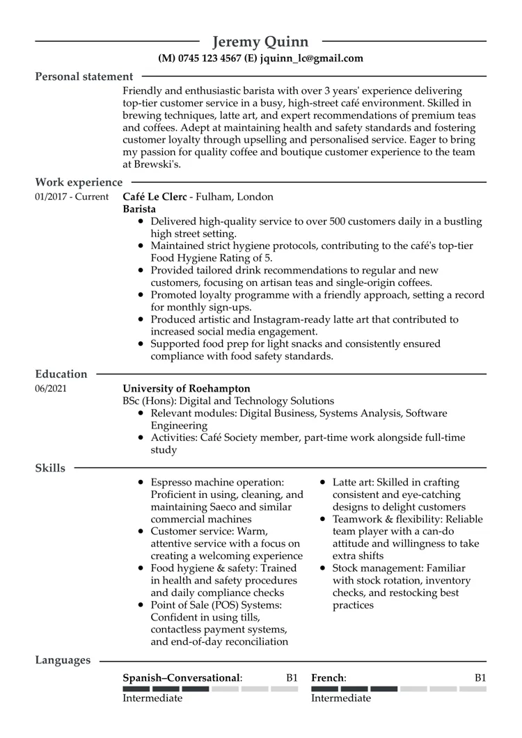 Eksempel på CV-design