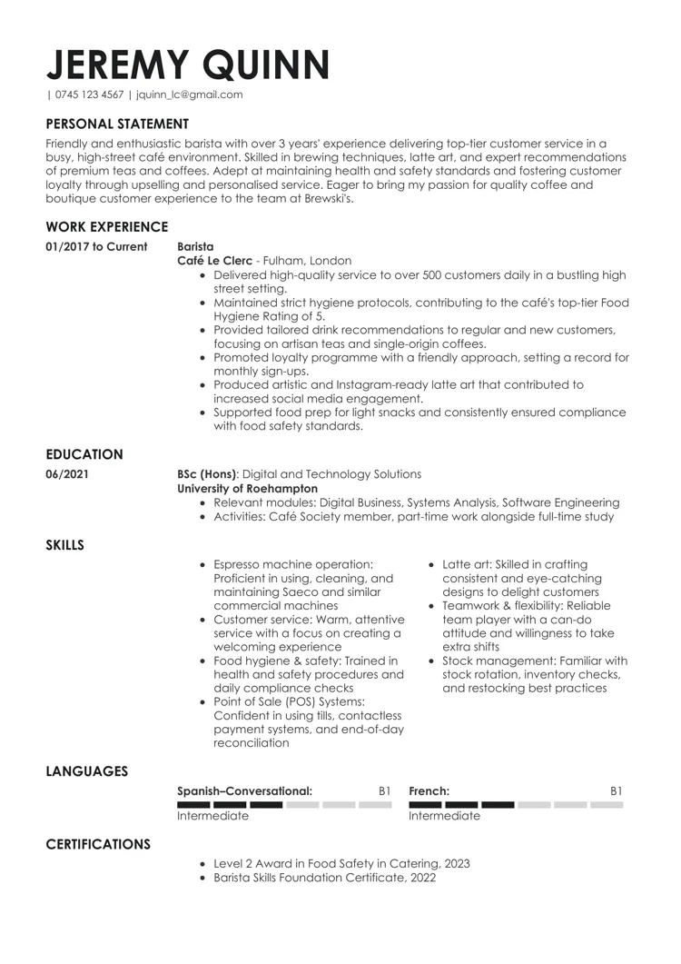 Eksempel på CV-design