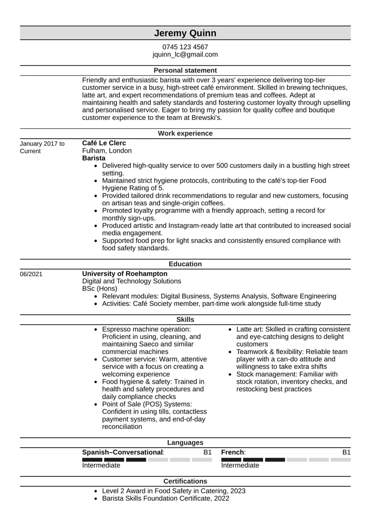 Eksempel på CV-design