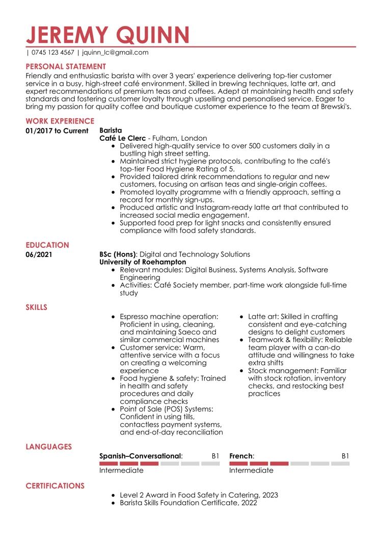 Eksempel på CV-design