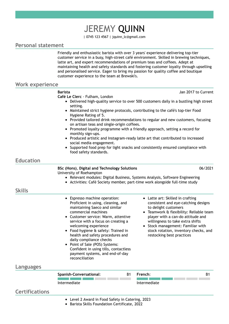 Eksempel på CV-design