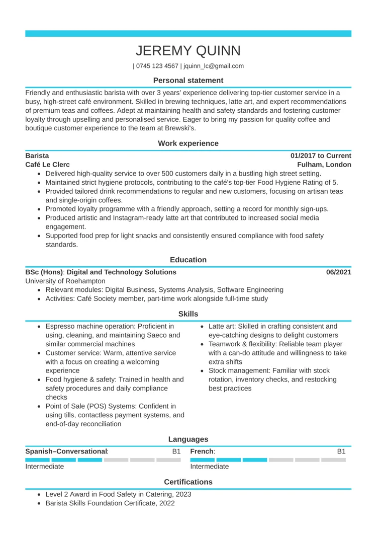 Eksempel på CV-design