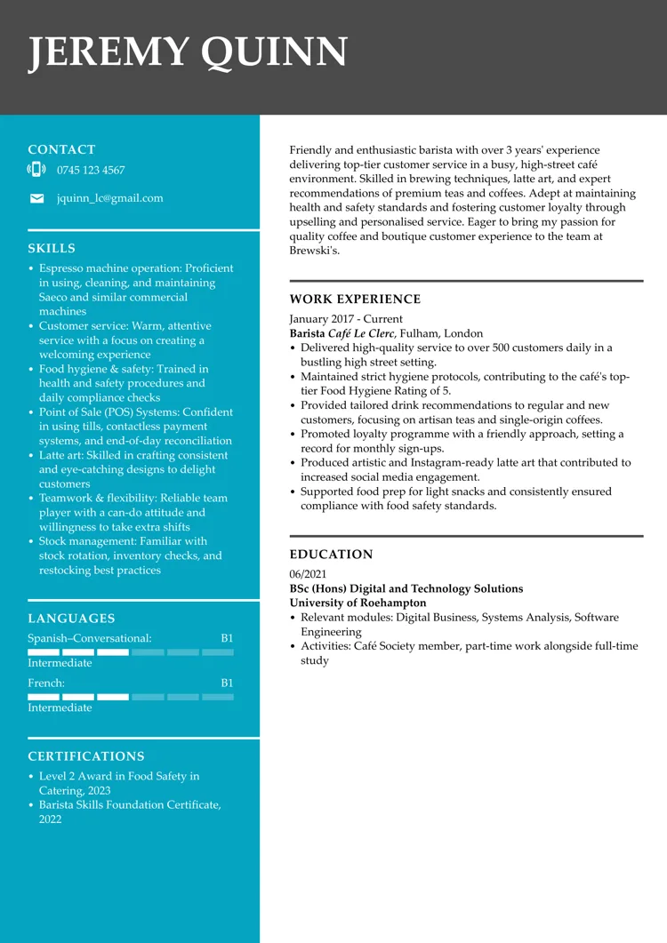 Eksempel på CV-design