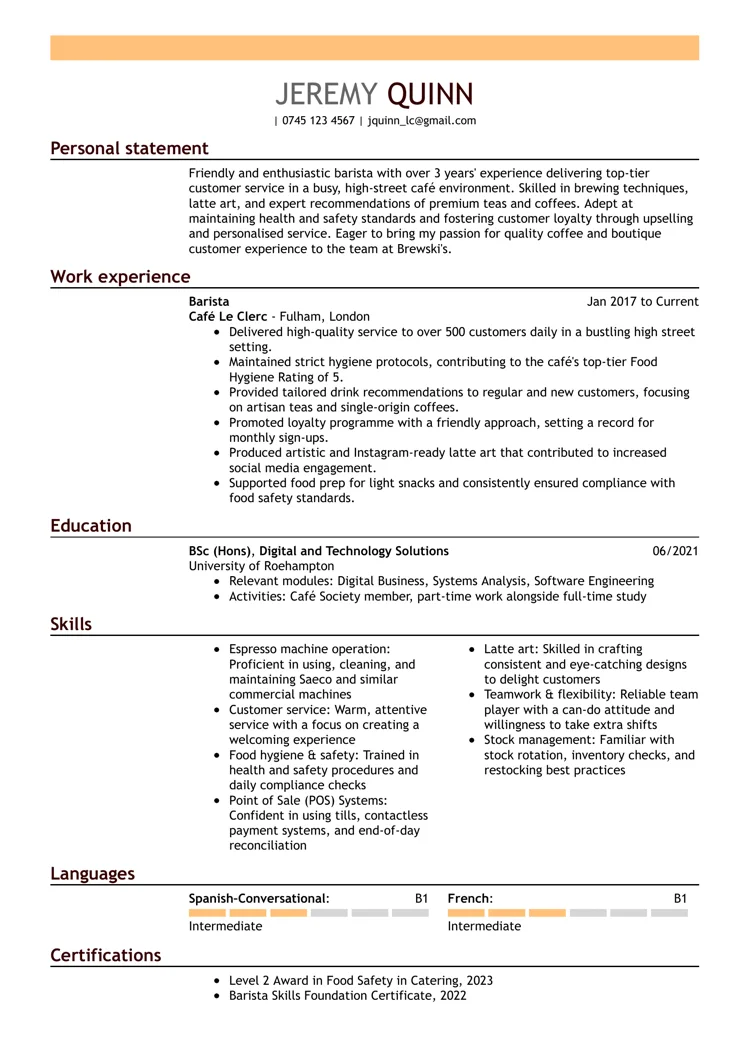 Eksempel på CV-design