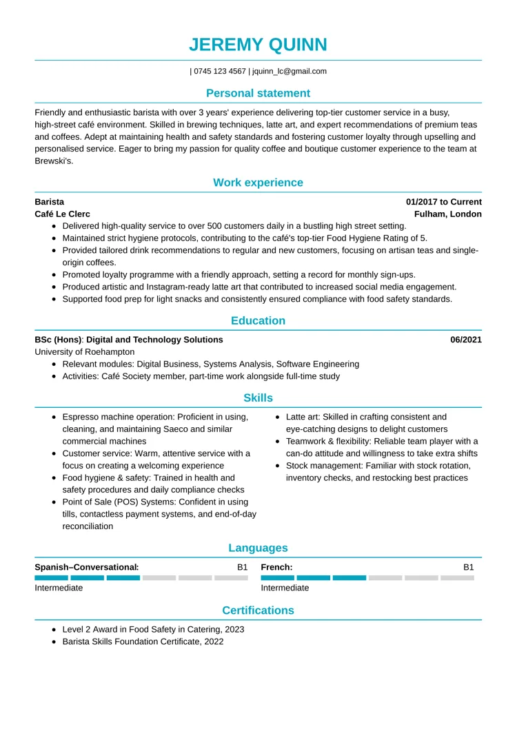 Eksempel på CV-design
