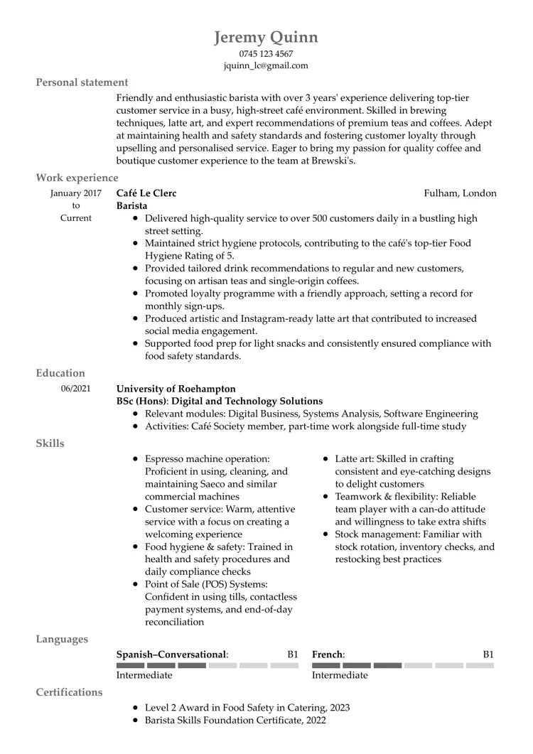 Eksempel på CV-design