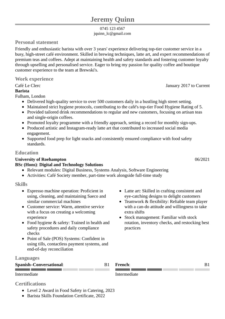 Eksempel på CV-design