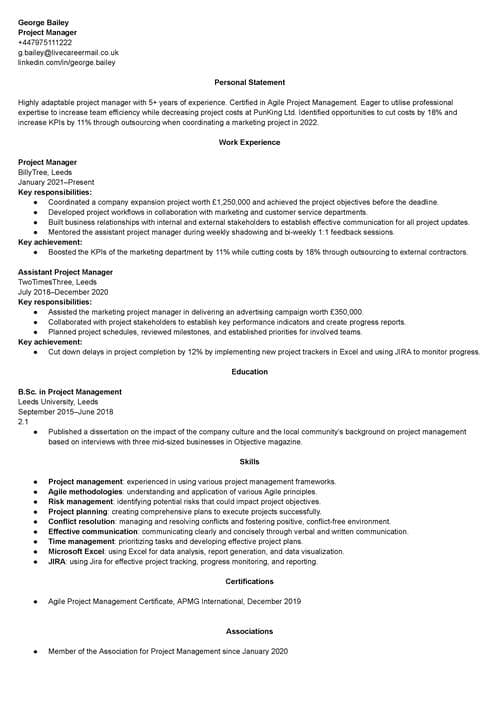 CV-formatmal – omvendt kronologisk CV