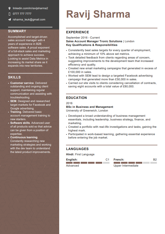 Moderne CV-mal fra LiveCareer