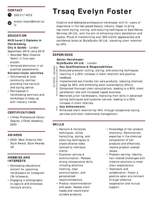 Eksempel på CV for frisør