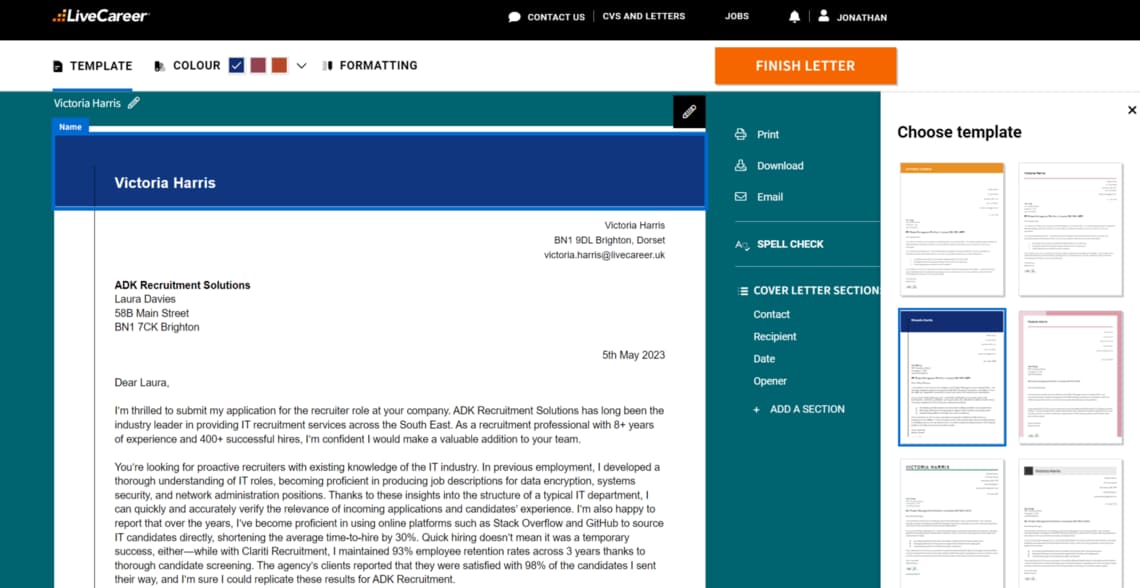 Eksempel på følgebrev som viser hvor langt et følgebrev bør være
