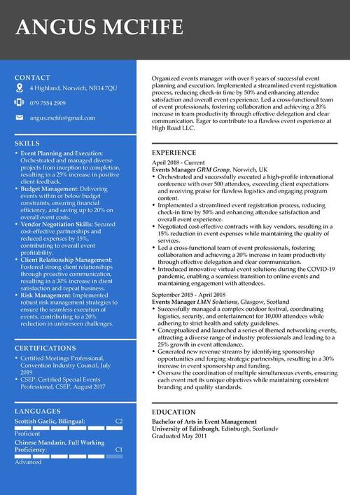 eksempel på CV for leder