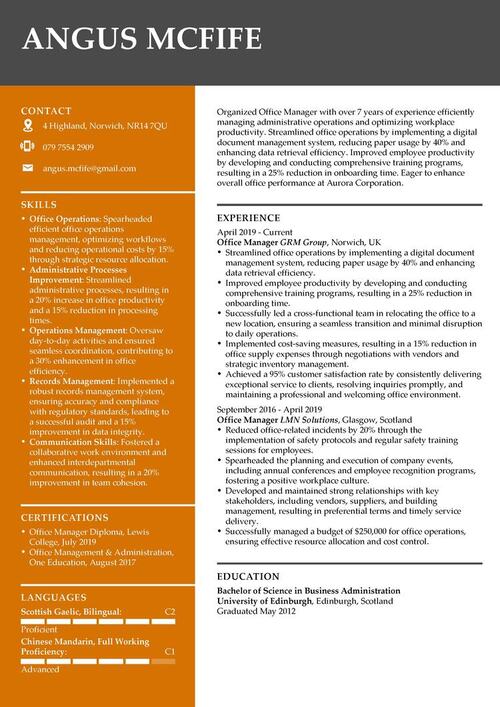 eksempel på CV for leder