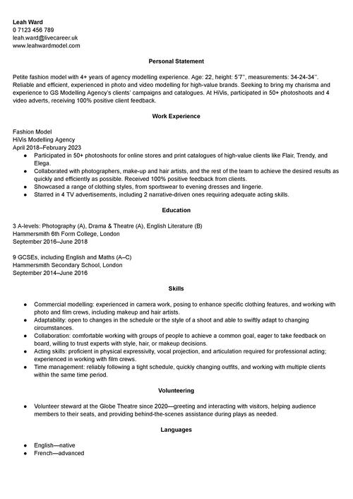 eksempler på CV-modeller