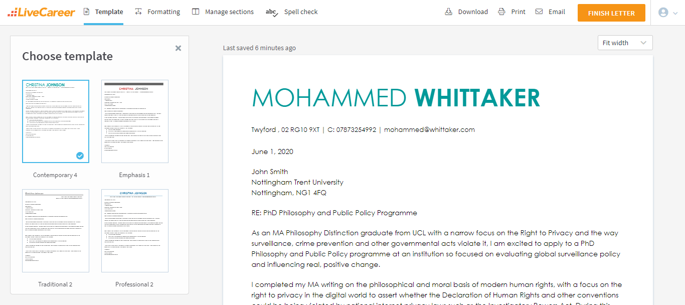 eksempel på søknadsbrev til ph.d.