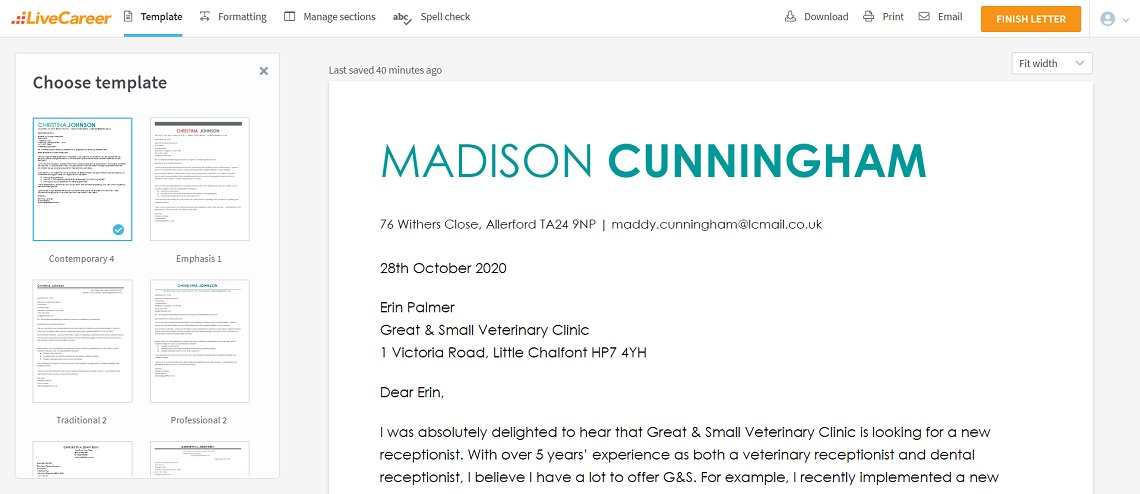 eksempel på søknadsbrev for resepsjonist