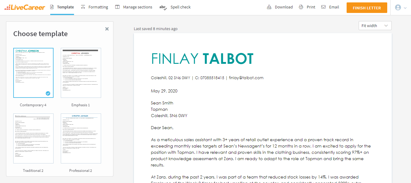 eksempel på følgebrev for detaljhandel
