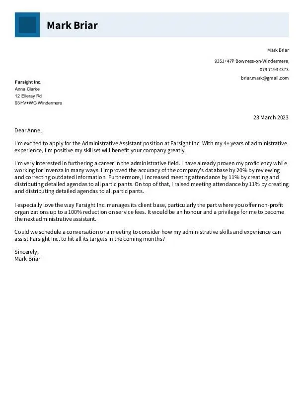 Kort og grunnleggende følgebrev