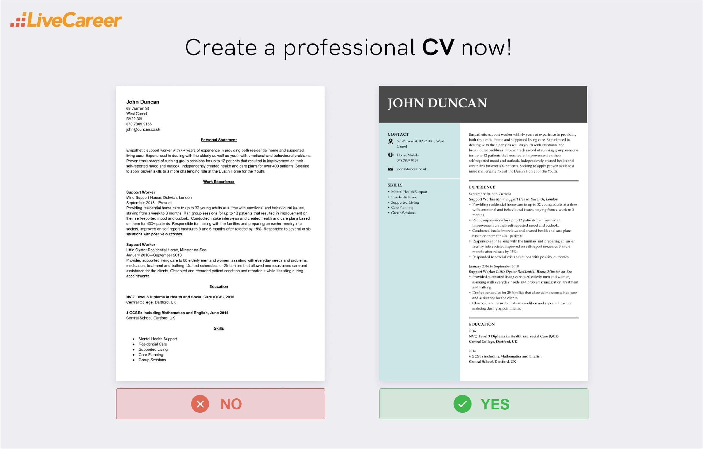 Eksempel på CV for støttearbeider
