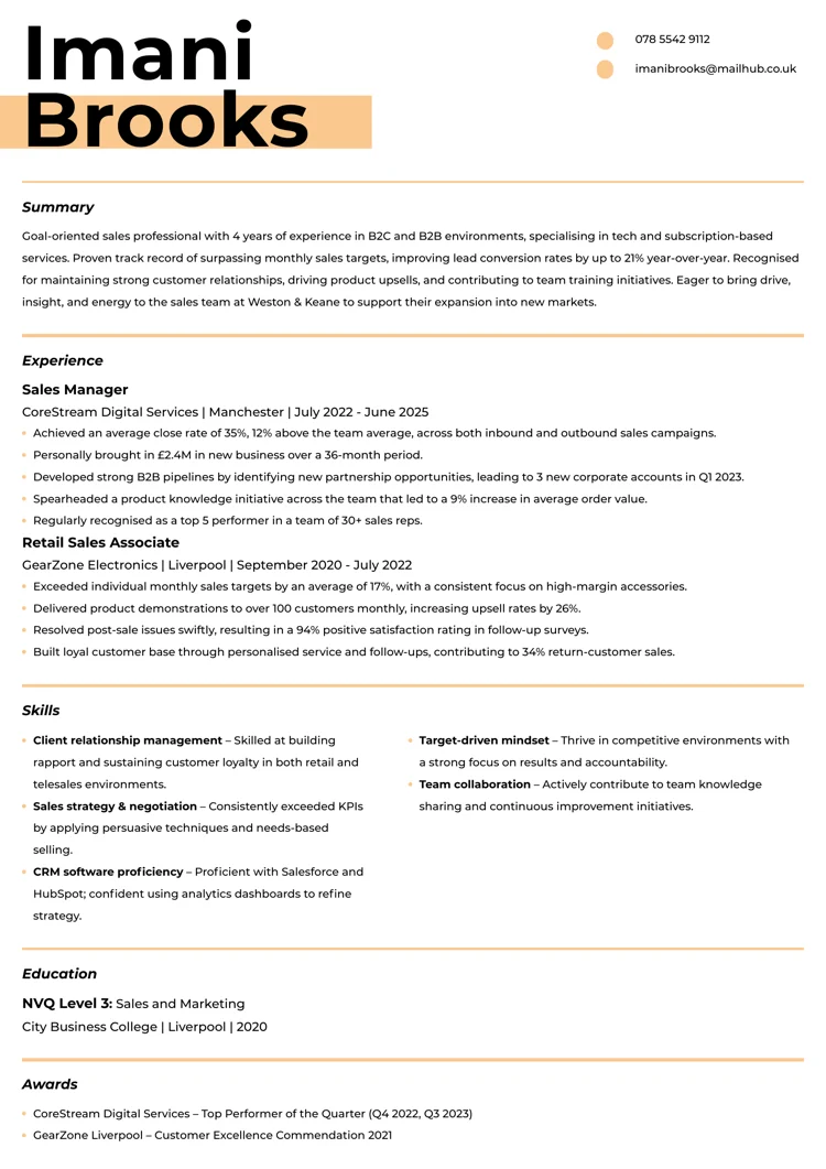 Slik bør en CV se ut for kandidater på mellomnivå - eksempel